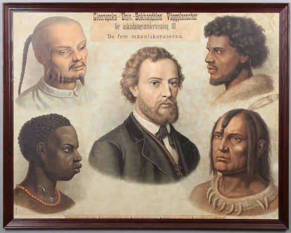 Illustration på fem personer med olika ursprung.