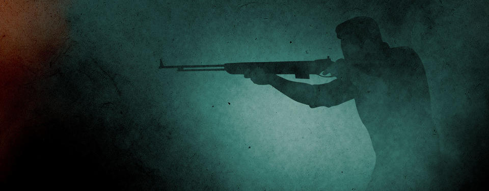 Illustration på en soldat som är beredd av avfyra sitt gevär