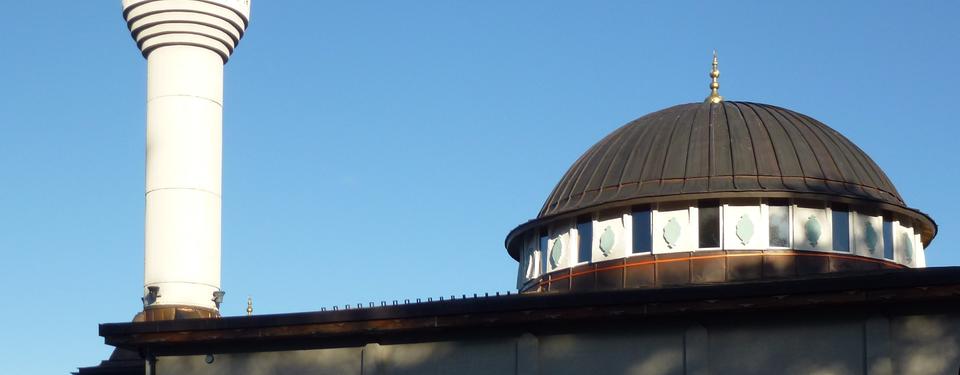 Bilden visar ett tak av en moské.
