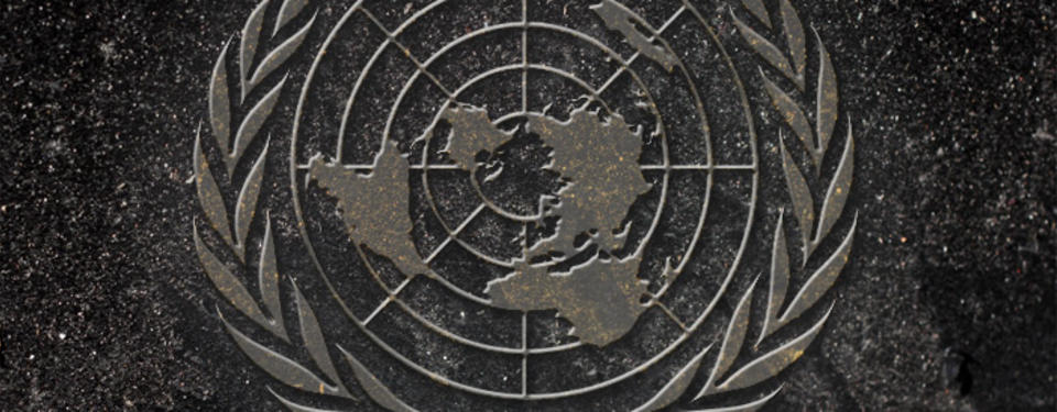 Bilden visar FN-symbolen.