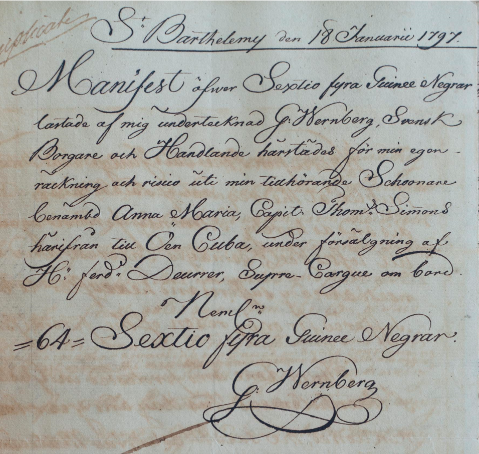 Ett inscannat dokument från 1700-talet med skrivstilstext-