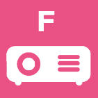 En ikon föreställande en projektor och bokstaven "F".